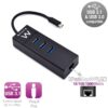 EWENT EW1141 Hub Tipo-C 3Pts.USB 3.1+1pto. GIGABIT - Imagen 2